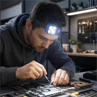 HS-217 Sensörlü Şarjlı LED Kafa Feneri Type-C Şarjlı Dijital Batarya Göstergeli Çok Modlu Güçlü Işıklı Kamp Yürüyüş Tamirat ve Çalışma Feneri