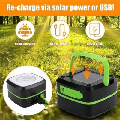 Yeşil HS-71 Katlanabilir Kamp Lambası USB Şarj Edilebilir Led Işıklı Fener