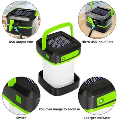 Yeşil HS-71 Katlanabilir Kamp Lambası USB Şarj Edilebilir Led Işıklı Fener
