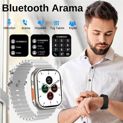 İ20 Ultra Max Suit 49mm 2 İnç Ekran 7 Kordon + Air Pro  Bluetooth Kulaklık + Kasa Koruyucu Akıllı Saat
