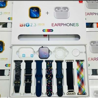 İ20 Ultra Max Suit 49mm 2 İnç Ekran 7 Kordon + Air Pro  Bluetooth Kulaklık + Kasa Koruyucu Akıllı Saat
