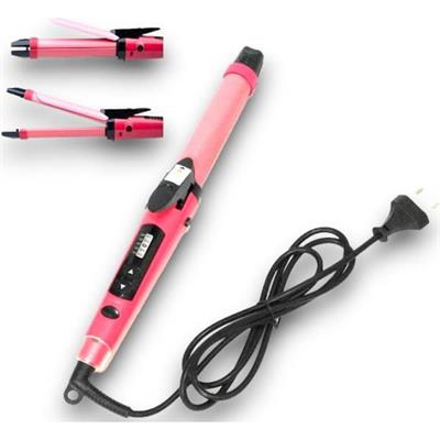 Pembe İkili Maşa Seramik Saç Düzleştirici Saç Maşası 