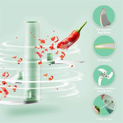 İpli El Rondosu 5 Bıçaklı Manuel Sebze Doğrayıcı Pratik Mutfak Rondosu İpli Blender Sarımsak Soğan Domates Biber Doğrama Aparatı