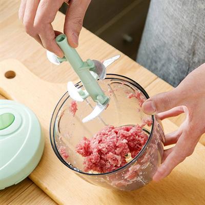 İpli El Rondosu 5 Bıçaklı Manuel Sebze Doğrayıcı Pratik Mutfak Rondosu İpli Blender Sarımsak Soğan Domates Biber Doğrama Aparatı