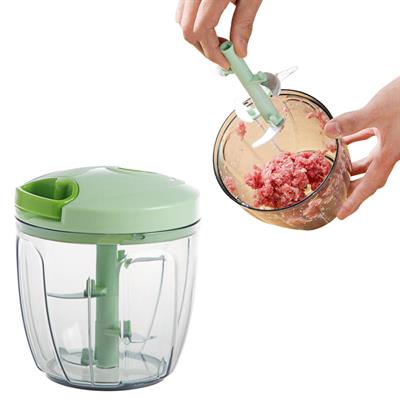 İpli El Rondosu 5 Bıçaklı Manuel Sebze Doğrayıcı Pratik Mutfak Rondosu İpli Blender Sarımsak Soğan Domates Biber Doğrama Aparatı