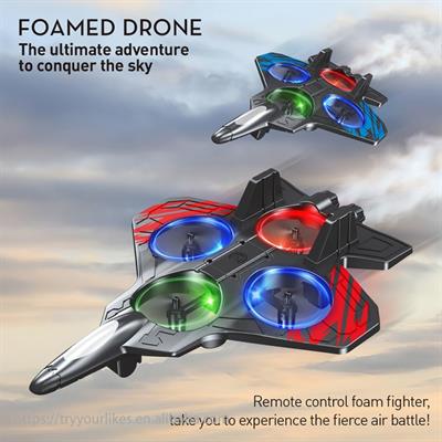 Işıklı Dönen Savaş Uçağı Tasarımlı Drone 360 Derece Hareketli Çarpışınca Yön Değiştiren Led Işıklı Uçak Oyuncak 