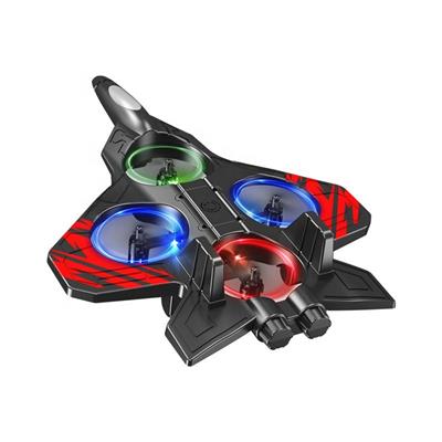 Işıklı Dönen Savaş Uçağı Tasarımlı Drone 360 Derece Hareketli Çarpışınca Yön Değiştiren Led Işıklı Uçak Oyuncak 