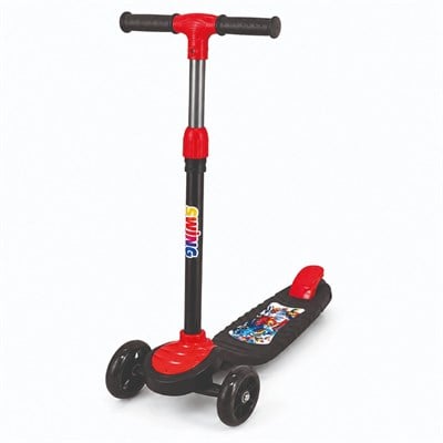 Kırmızı CNS Scooter Çocuklar İçin 3 Tekerlekli Denge Scooter 3 Kademe Ayarlanabilir Direksiyon Işıklı Tekerlekli Geniş Ayak Basma Alanı Arka Ayak Frenli Çocuk Scooterı