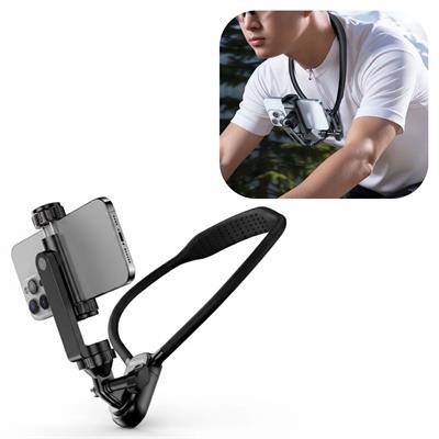 KNH-01 2 İn 1 Silikon Boyun Destekli Telefon Tutucu Çok Fonksiyonlu Boyun Tutucu Manyetik Boyun Askılı 360 Derece Döner Vlog Çekim Aparatı Standı