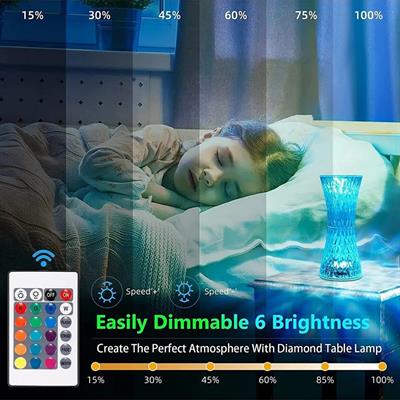 Kristal Dekoratif Masa Lambası Rgb Renk Değiştiren Dokunmatik Kontrollü 16 Renkli 4 Modlu Gece Lambası