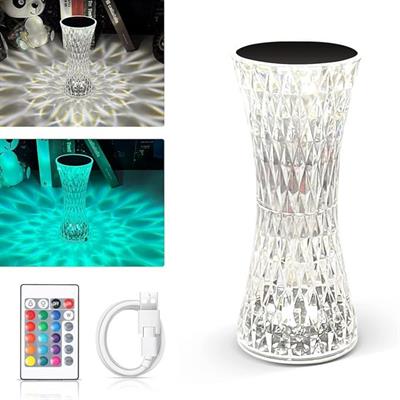 Kristal Dekoratif Masa Lambası Rgb Renk Değiştiren Dokunmatik Kontrollü 16 Renkli 4 Modlu Gece Lambası