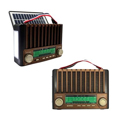 KTF-1428 Taşınabilir Güneş Enerjili Fenerli Nostaljik Radyo Bluetooth Hoparlör