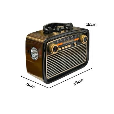 KTF-1467 Ahşap Nostaljik Radyo Bluetooth Bağlantılı Fenerli Taşınabilir Hoparlör