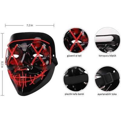 Kumandalı Neon Led Işıklı Parti Yüz Maskesi