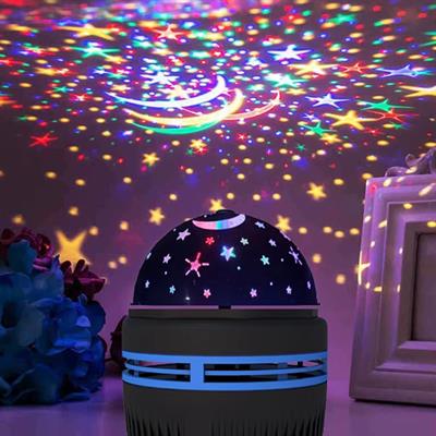 Led Mini Star Light Dönen Yıldız Ay Gece Lambası Sihirli Top Işık