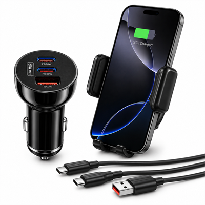 LNC01 60W PD 30W Araç İçi Şarj Cihazı 2 Type C 1 USB QC3.0 Hızlı Şarj Adaptörü 12V 24V Araç Çakmaklık Şarj Aleti