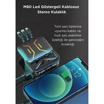 M80 Powerbank Kablolu Kulak İçi Bluetooth Kulaklık