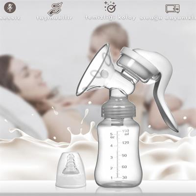 Manuel Göğüs Pompası Biberon Özellikli Taşınabilir Sessiz Kolay Temizlenebilir Anne Süt Sağma Pompası 150 ml