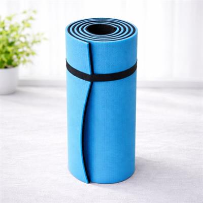 Mavi 10mm Yoga Matı Çift Katmanlı 1 Cm Kalınlıkta Pilates Minderi Siyah Tabanlı Fitness Egzersiz Spor Matı 