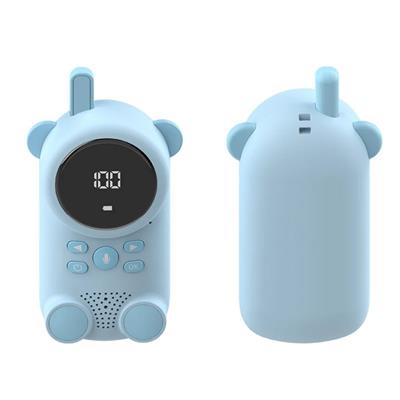 Mavi Walkie-Talkie 2 li Çocuk Telsizi 3 KM Menzilli Kablosuz Dijital Ekranlı Şarjlı 400mah Batarya