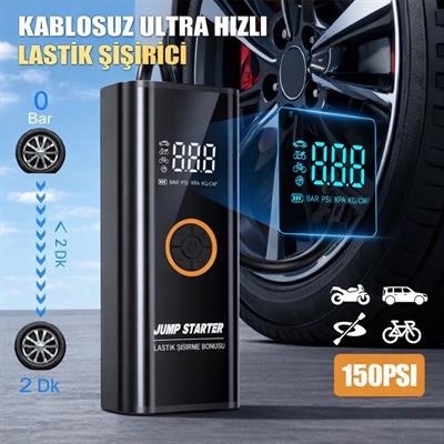 MC6623 Araç Akü Takviye Cihazı Dijital Göstergeli Lastik Şişirme Kompresörü Pompa Taşınabilir Güçlü Çok Fonksiyonlu Acil Destek Ünitesi Araç Pompası