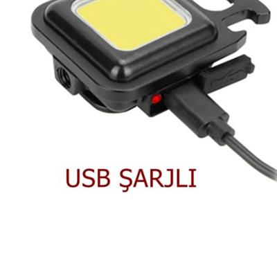 Mini Cob Led Anahtarlık Cep Feneri Kamp Lambası Taşınabilir Işık Usb Şarjlı Lamba Anahtarlık  El Feneri 