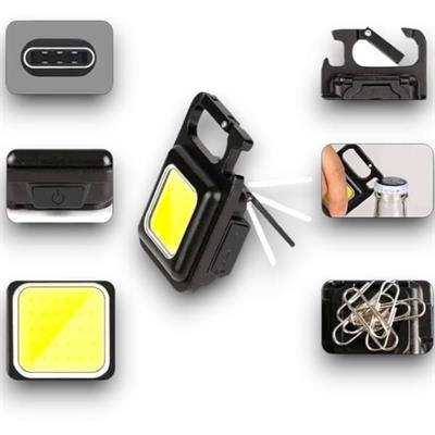 Mini Cob Led Anahtarlık Cep Feneri Kamp Lambası Taşınabilir Işık Usb Şarjlı Lamba Anahtarlık  El Feneri 