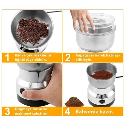 Mini Elektrikli Çelik Kahve Ve Baharat Öğütücü 