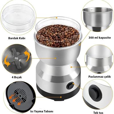 Mini Elektrikli Çelik Kahve Ve Baharat Öğütücü 