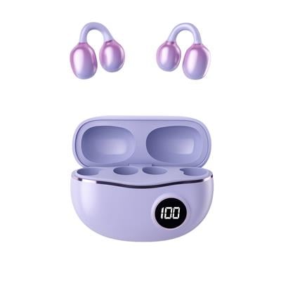 Mor Airclip Kablosuz Bluetooth Kulaklık Kulak Klipsli Dijital Ekranlı YXG10