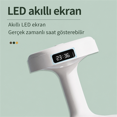 PDPG-599 Yağmur Damlası Efektli Aroma Difüzörü ve Hava Nemlendirici Dijital Saat Göstergeli Dekoratif Ortam Aydınlatmalı Buhar Makinesi
