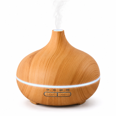 PDPG-SL400 500 ML Ultrasonik Aroma Difüzörü ve Hava Nemlendirici 7 Renk LED Işıklı Uzaktan Kumandalı Zaman Ayarlı Ahşap Görünümlü Aromaterapi Cihazı