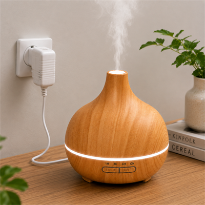 PDPG-SL400 500 ML Ultrasonik Aroma Difüzörü ve Hava Nemlendirici 7 Renk LED Işıklı Uzaktan Kumandalı Zaman Ayarlı Ahşap Görünümlü Aromaterapi Cihazı