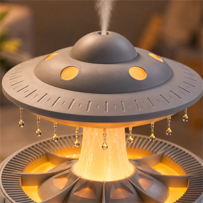 PDPG-V56 Ufo Tasarımlı Yağmur Damlacıklı Aroma Difüzörü Hava Nemlendirici LED Işıklı Buhar Makinesi Zaman Ayarlı Dekoratif Oda Nemlendirici