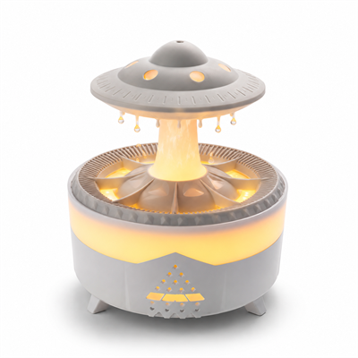 PDPG-V56 Ufo Tasarımlı Yağmur Damlacıklı Aroma Difüzörü Hava Nemlendirici LED Işıklı Buhar Makinesi Zaman Ayarlı Dekoratif Oda Nemlendirici