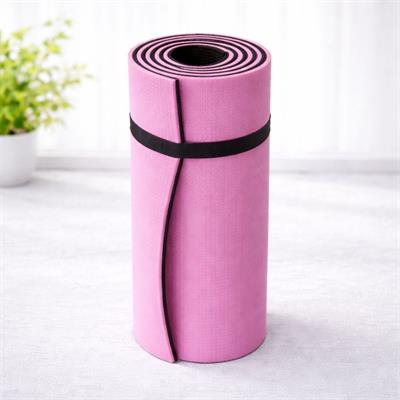 Pembe 10mm Yoga Matı Çift Katmanlı 1 Cm Kalınlıkta Pilates Minderi Siyah Tabanlı Fitness Egzersiz Spor Matı 
