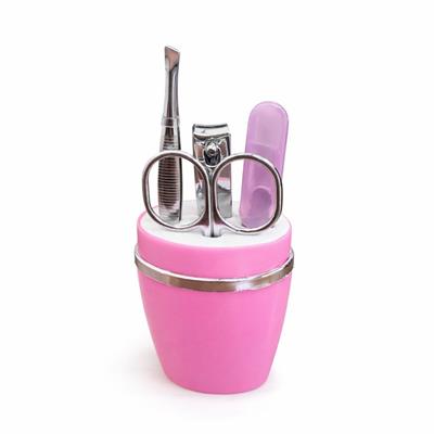 Pembe 4lü Mini Manikür Seti Taşınabilir Tırnak Bakım Seti Makas Törpü Cımbız Tırnak Makası Aletleri