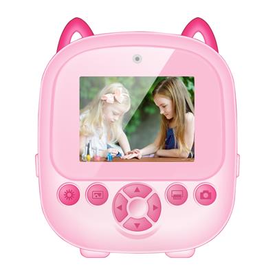 Pembe Dijital Çocuk Fotoğraf Makinesi Hd Siyah Beyaz Baskılı Şarjlı Termal Yazıcı Anında Baskı Yapabilen Ön Arka Kameralı Eğitici Dijital Kamera 2 Adet Baskı Kağıtlı