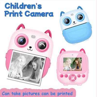 Pembe Dijital Çocuk Fotoğraf Makinesi Hd Siyah Beyaz Baskılı Şarjlı Termal Yazıcı Anında Baskı Yapabilen Ön Arka Kameralı Eğitici Dijital Kamera 2 Adet Baskı Kağıtlı