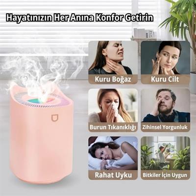 Pembe Humıdıfıer Hava Nemlendirici Büyük Kapasiteli 3000ml Ultrasonik Aroma Difüzörü