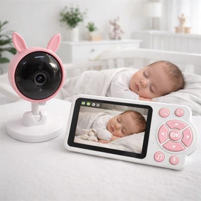 Pembe Tavşan C38 Bebek Kamerası 2.8 İnç Ekranlı 360 Derece Dönebilen Gece Görüşlü Bebek Monitörü Çift Yönlü Ses Ağlama Algılama Sıcaklık Ölçer