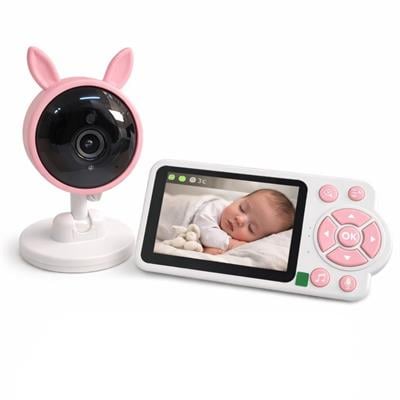 Pembe Tavşan C38 Bebek Kamerası 2.8 İnç Ekranlı 360 Derece Dönebilen Gece Görüşlü Bebek Monitörü Çift Yönlü Ses Ağlama Algılama Sıcaklık Ölçer