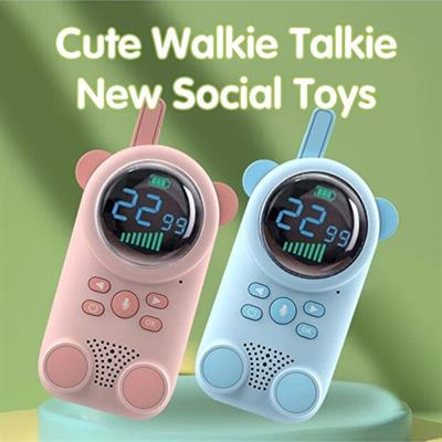 Pembe Ve Mavi Walkie-Talkie 2 li Çocuk Telsizi 3 KM Menzilli Kablosuz Dijital Ekranlı Şarjlı 400mah Batarya