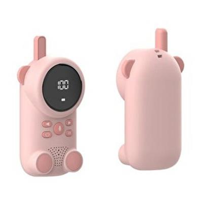 Pembe Walkie-Talkie 2 li Çocuk Telsizi 3 KM Menzilli Kablosuz Dijital Ekranlı Şarjlı 400mah Batarya