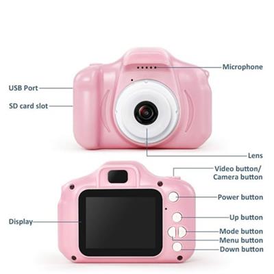 Pembe X200 Çocuklar İçin Hafıza Kartlı Mini Fotoğraf Makinesi