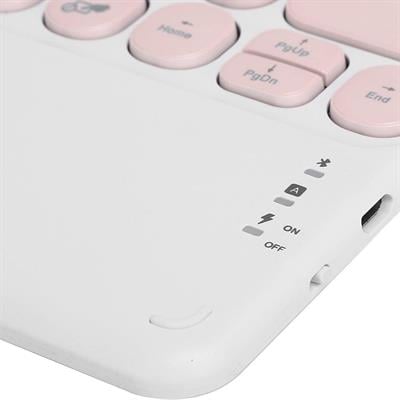 Pembe Yuvarlak Tuşlu Bluetooth Kablosuz Klavye