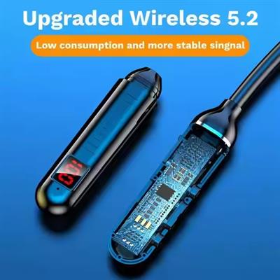 PG-200A 200 Saat Ömürlü Boyun Askılı Bluetooth Kulaklık Dijital Şarj Göstergeli Şarjlı Hafıza Kart Girişli Silikon Başlıklı Kulaklık