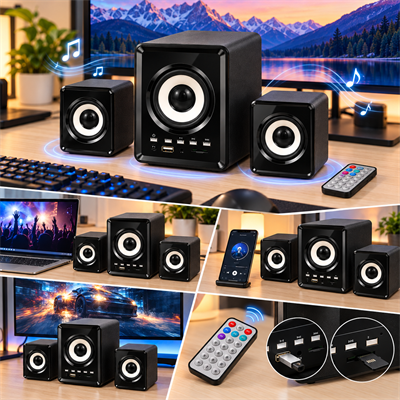 PG-202BT 2+1 Bluetooth Multimedia Bilgisayar Hoparlörü USB TF Kart FM Radyo Uzaktan Kumandalı 11W RMS Ses Sistemi