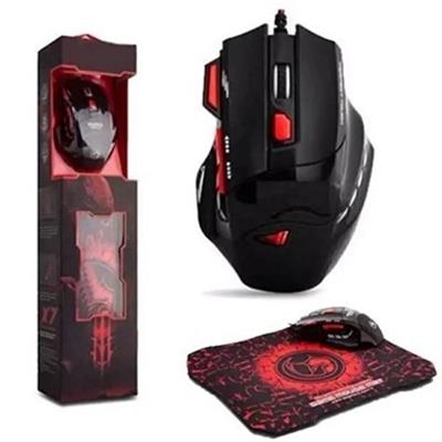 PG-903 Gaming Mouse ve Mouse Pad Seti Kablolu RGB LED Işıklı Oyuncu Mouse 3000 DPI 7 Tuş Ergonomik Tasarım Kaymaz Tabanlı Oyuncu Mouse Mat