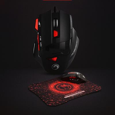 PG-903 Gaming Mouse ve Mouse Pad Seti Kablolu RGB LED Işıklı Oyuncu Mouse 3000 DPI 7 Tuş Ergonomik Tasarım Kaymaz Tabanlı Oyuncu Mouse Mat